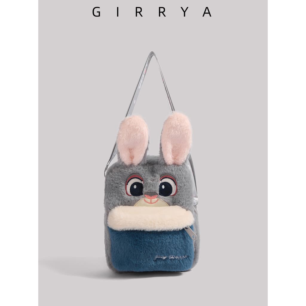 GIRRYA Crazy Zoo Nick Judy Bolsa mensageiro de pelúcia feminina fofa de desenho animado menina Mini bolsa pequena para c
