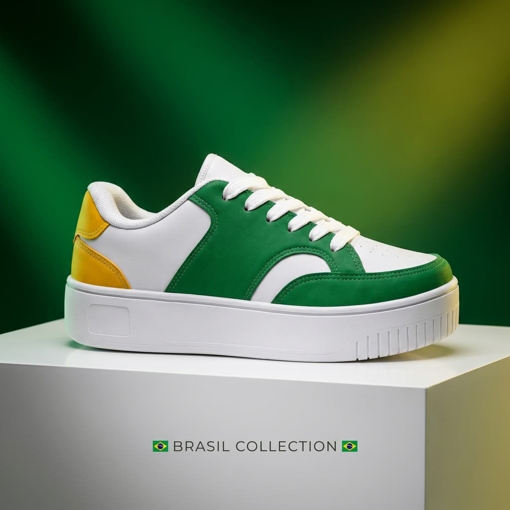 Tênis BRASIL Torcedor Feminino Masculino Casual Confortável Leve Dia a Dia Verde Amarelo 34 ao 43