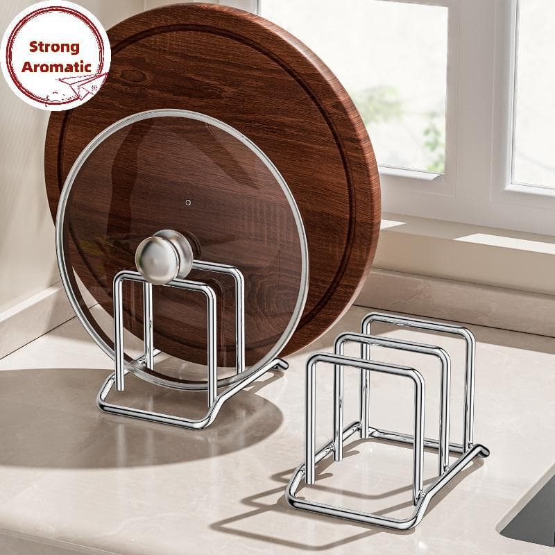 StrongArom Tampa De Panela De Aço Inoxidável Ra 3 Slot Suporte De Placa De Corte Organizador Vegetais Antiferrugem Para
