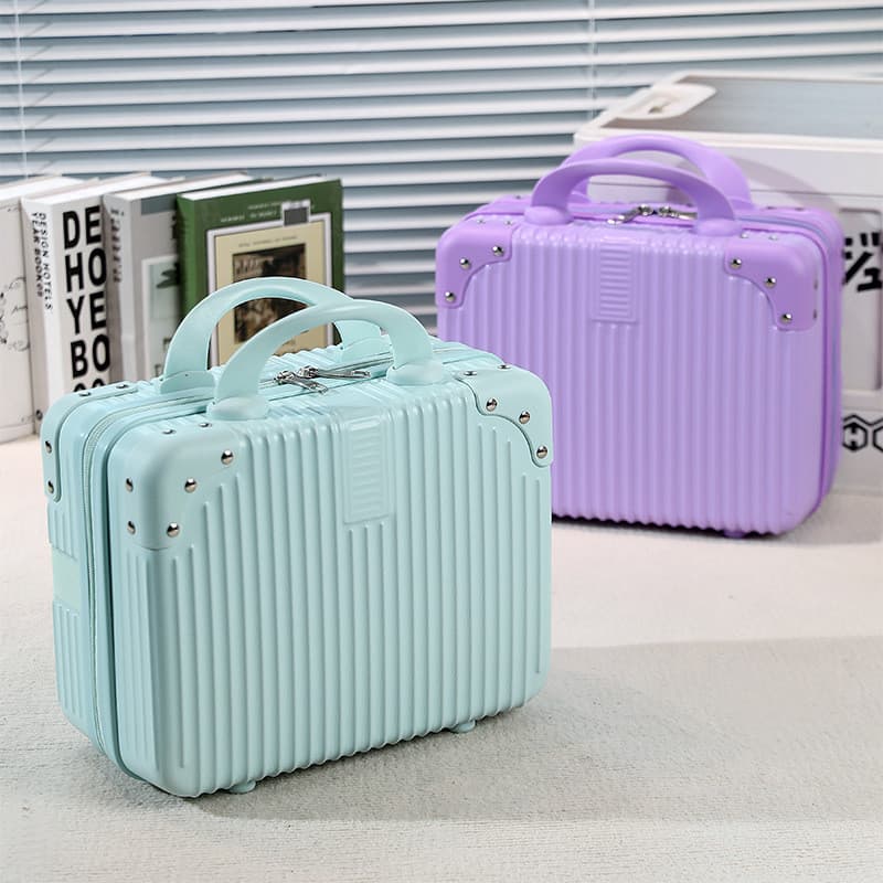 Bolsa verde menta, mala de viagem de 14 polegadas para mulheres, estojo de cosméticos elegante, pequena mala de viagem c