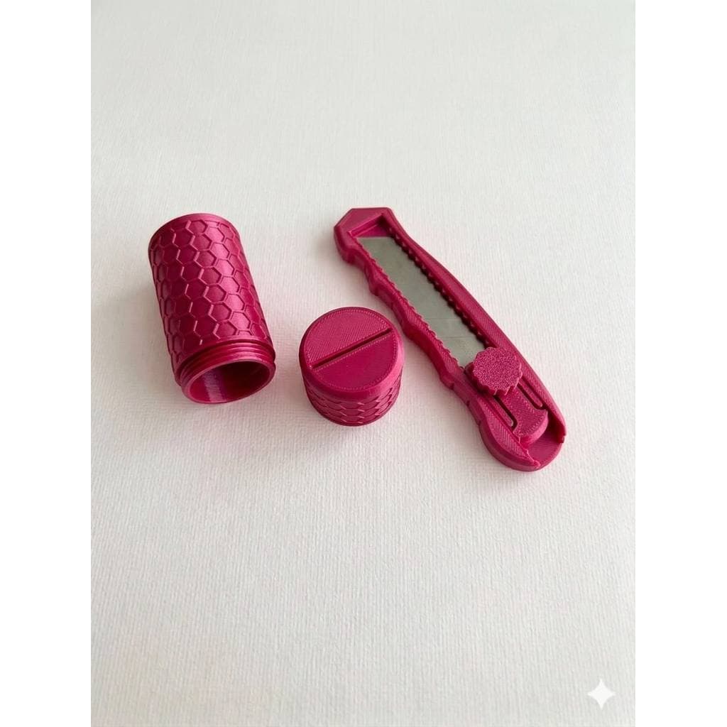 Kit Estilete Profissional Retrátil Com Quebrador De Lâmina Pink