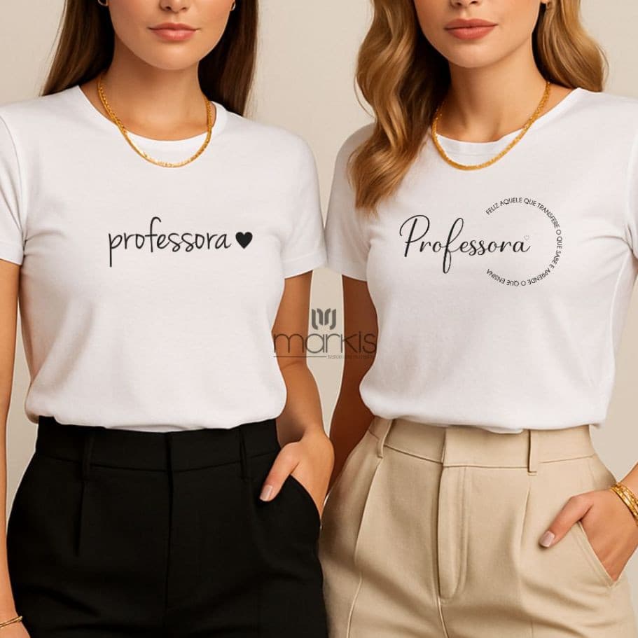 Kit 2 Blusa Baby Look Professor Teacher Camisetas Femininas de Profissões