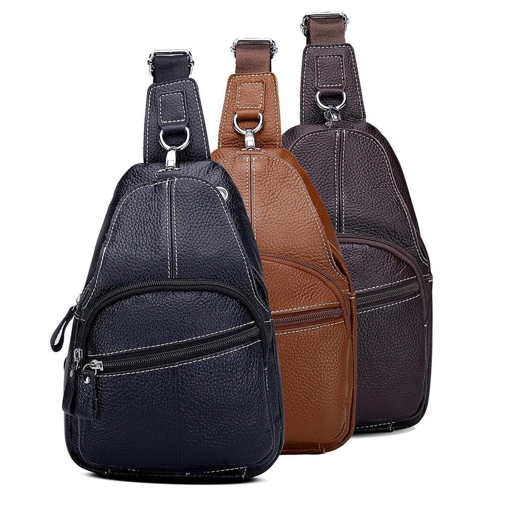 Venda direta da fábrica multifuncional esportes ao ar livre saco de peito couro genuíno bolsa de cintura masculina Shopp
