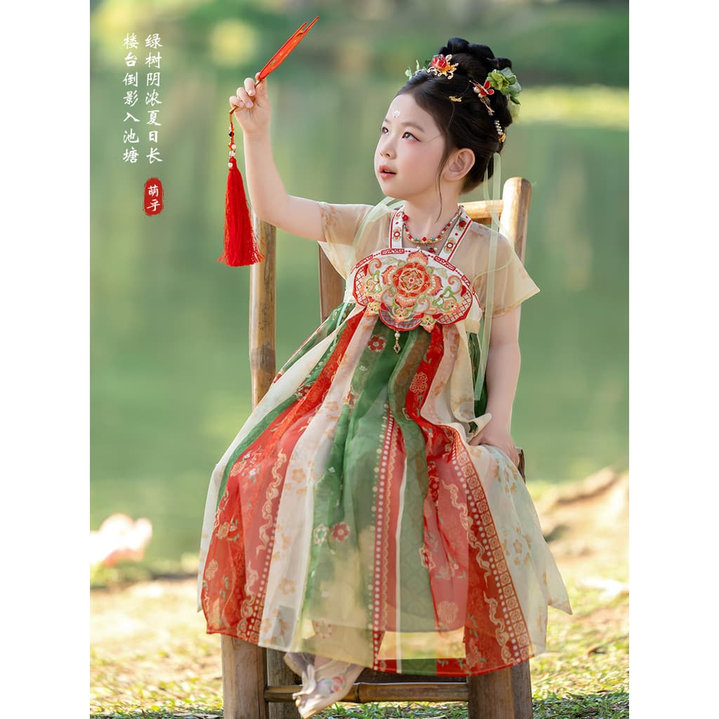 Hanfu meninas 2026 verão novo estilo traje infantil Super fada saia bebê fino de manga curta vestido de princesa de fada