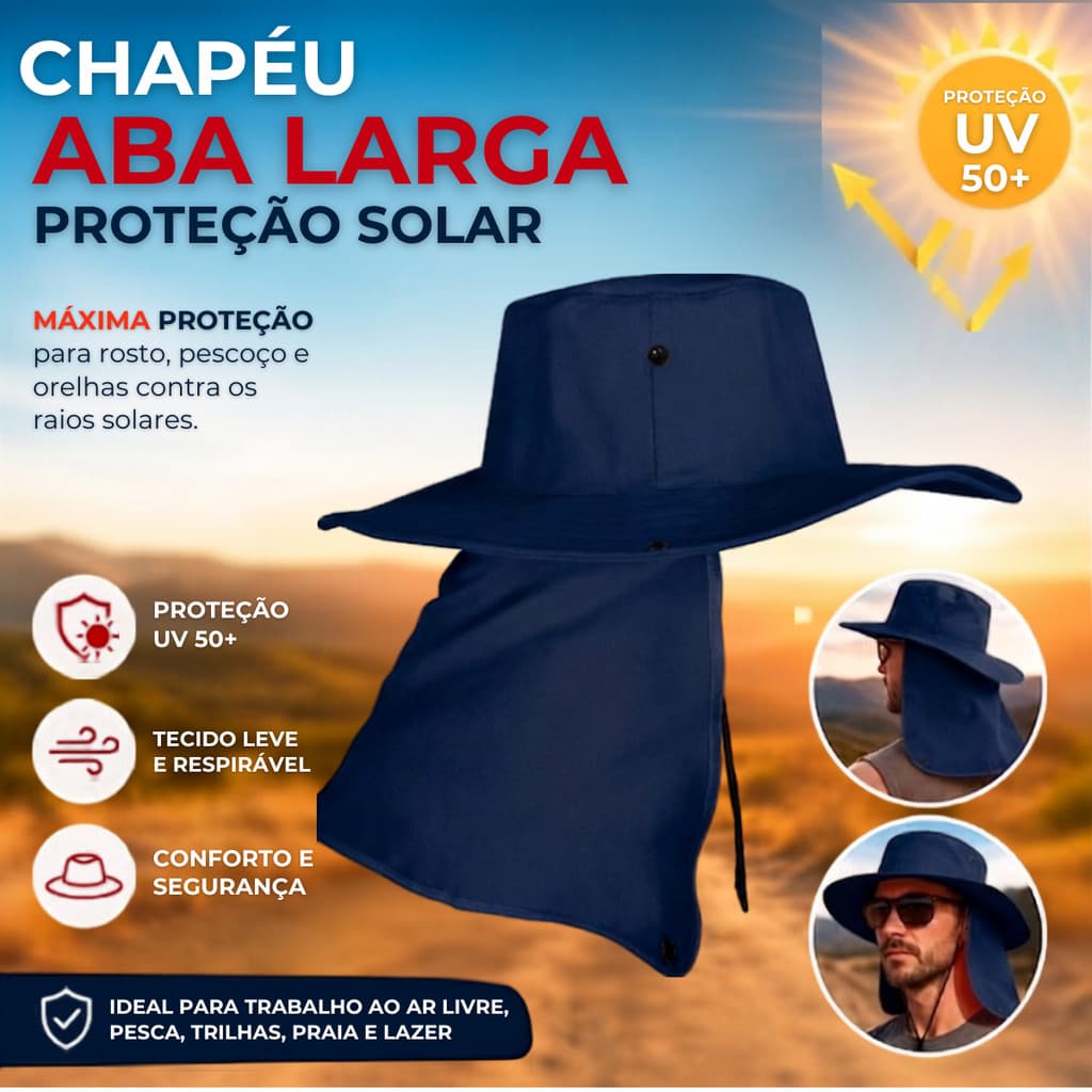 Chapéu Australiano Proteção UV50+ Respirável Aba Larga Pesca Camping Trilha