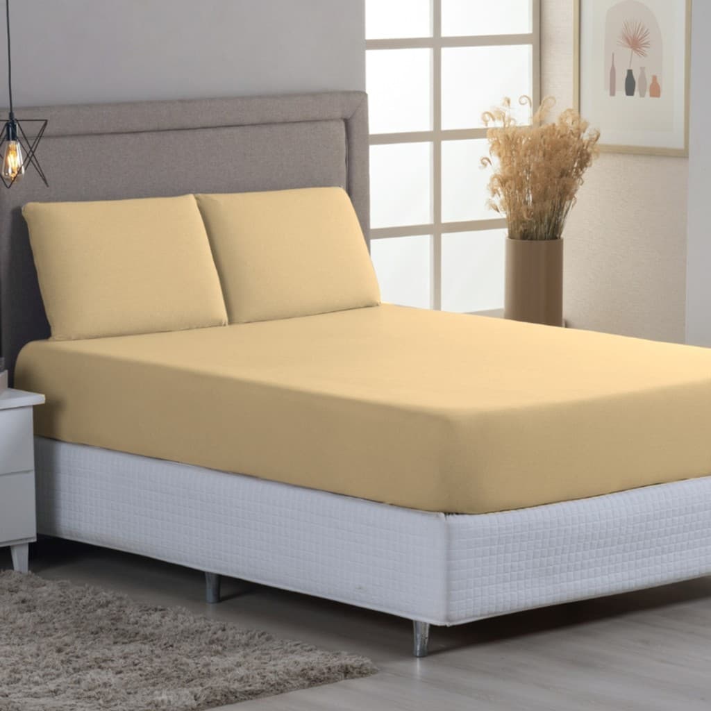 Jogo de Lençol 3 Peças Malha Estampa Lisa 100% Algodão Kit de Cama Solteiro Casal Queen e King