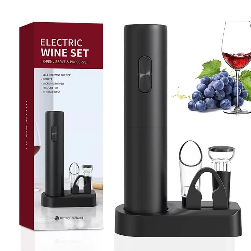 Abridor de Garrafas de Vinho Elétrico Automático com Base, Abridor de Vinho a para Amantes de Vinho, Utensílios