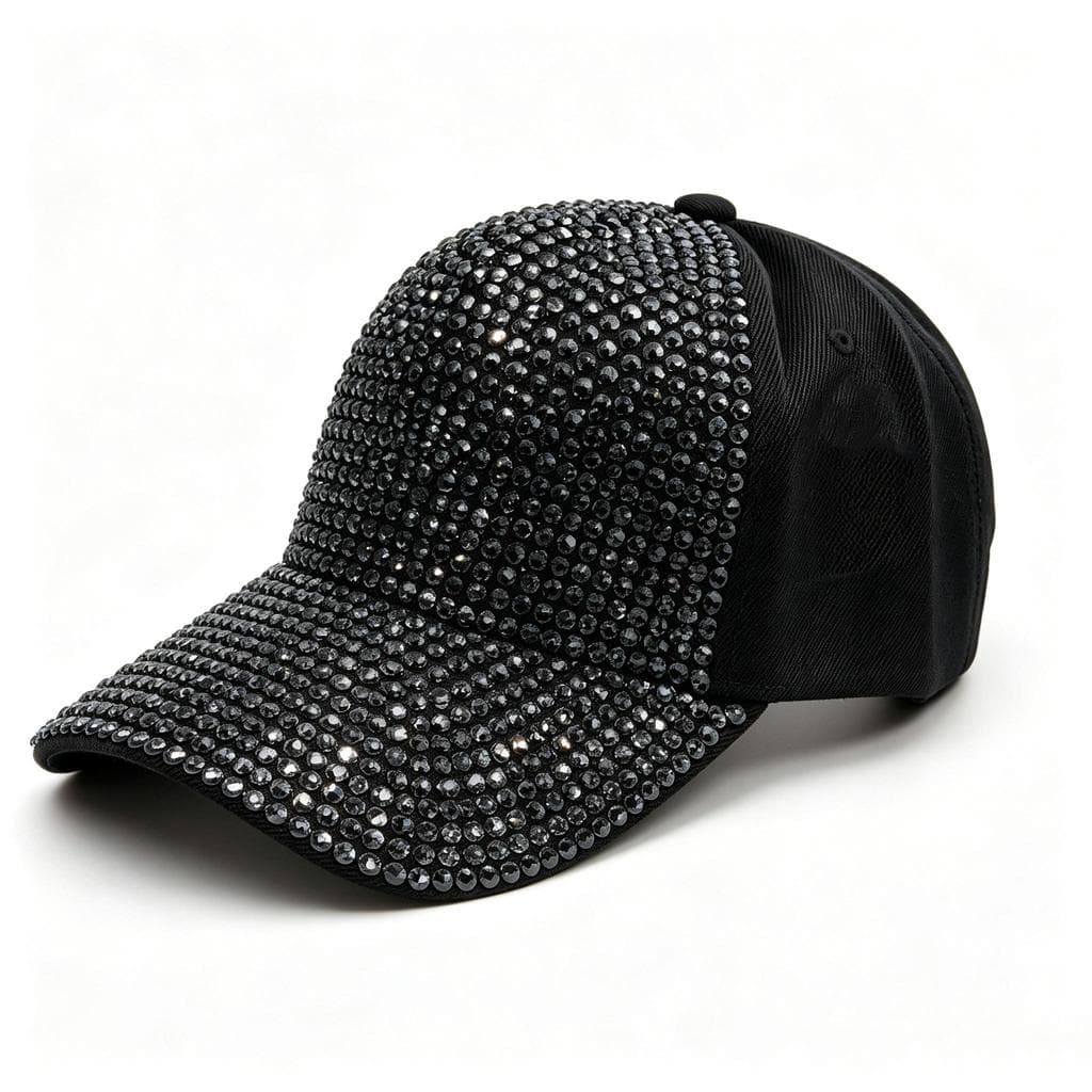 Boné de Beisebol com Strass Brilhante, Modelo Casual Versátil para Look Urbano