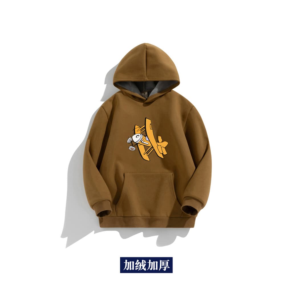 Meninos moletom com capuz forro de lã de uma peça espessamento 2024 novo estilo roupas infantis outono inverno jaqueta d