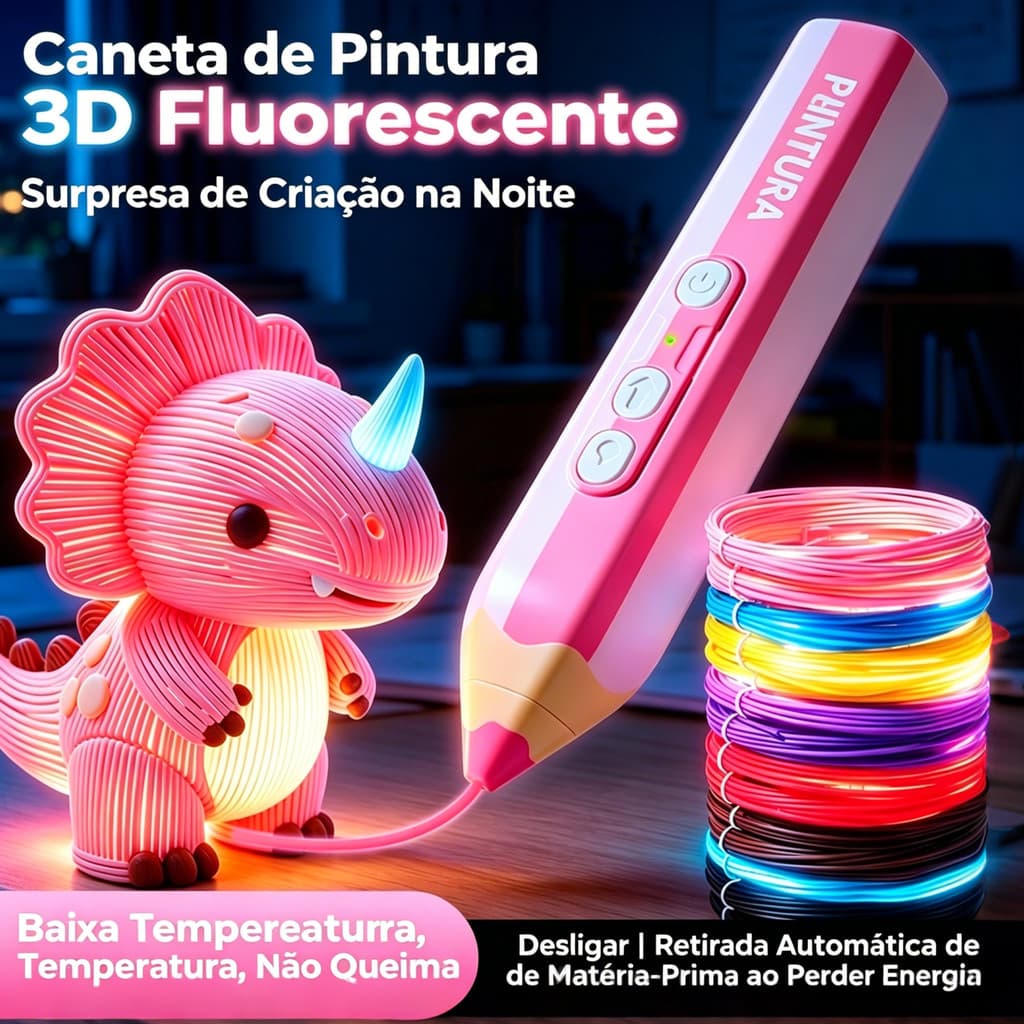 Caneta De Impressão Mágica 3D Que Brilha No Escuro , Inclui Filamento PLA DIY , Tela E Brinquedos De Desenho Para Presen