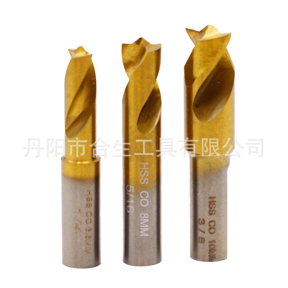 Broca de soldagem banhada a titânio, aço de alta velocidade, broca elétrica manual, haste reta, contendo cobalto