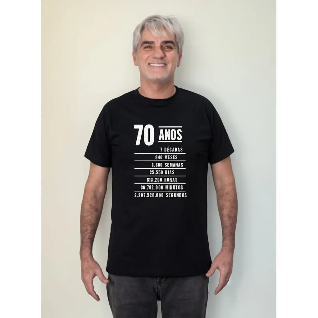 Presente Aniversário Descrição 70 Anos Camiseta Camisa