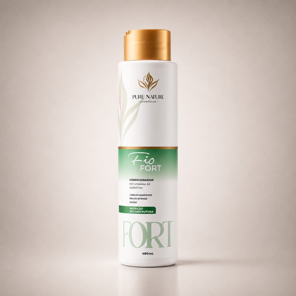 Condicionador Capilar Fio Fort Nutrição Brilho Intenso e Maciez com Queratina 480ml Pure Nature