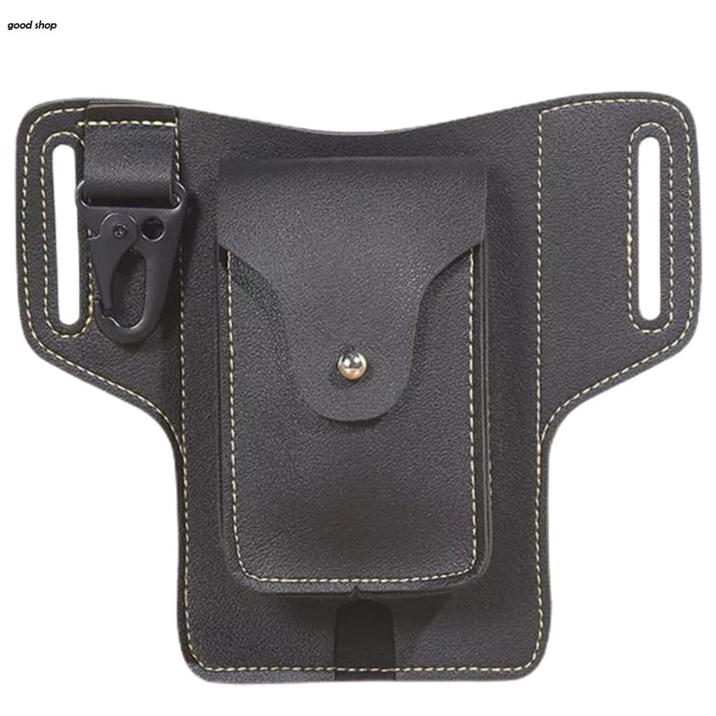 Bolsa De Cintura De Couro PU Com Fivelas Duplas-Uso Casual E Em Viagens