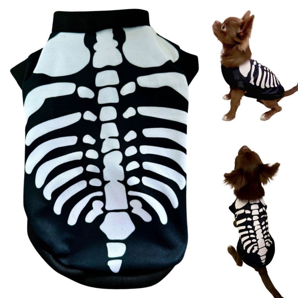 Fantasia Cosplay Esqueleto Pet Para Gato Cães Fantasia Regata Halloween Cachorro Pequeno Médio porte