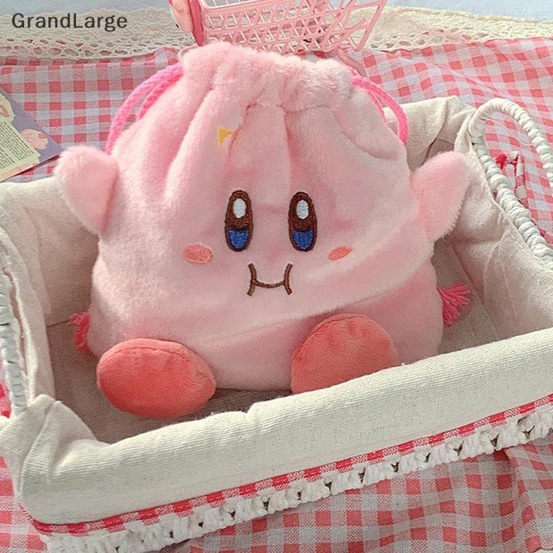 [GrandLarge] Bolsa de Armazenamento Kirby Rosa Fofa, Brinquedo de Pelúcia, Bolsa de Maquiagem Portátil GGCL