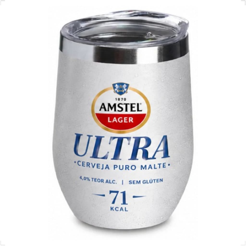 Copo Cuia Térmico Inox Tampa Acrílica 350ml Malte Branco Premium