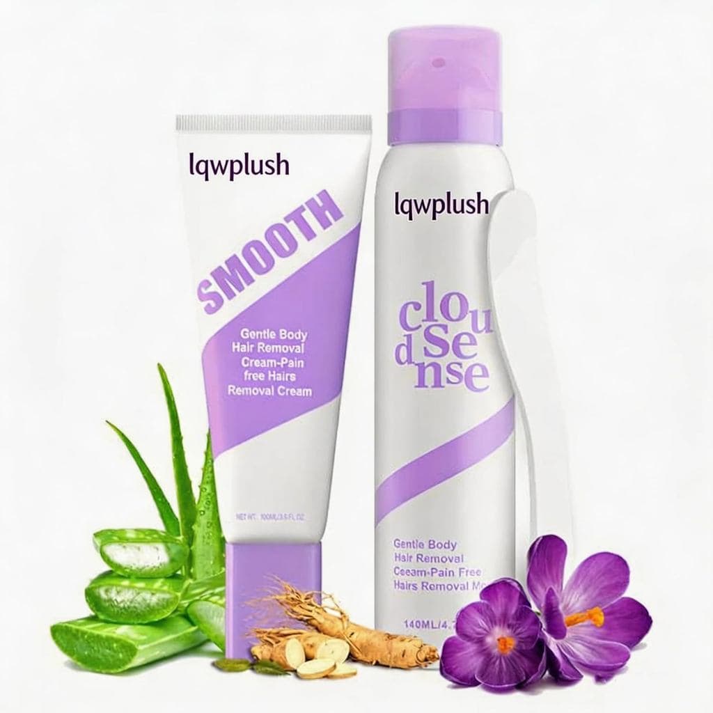 Creme depilatório suave para homens e mulheres, contendo aloe vera e ácido hialurônico para resultados rápidos, spray de