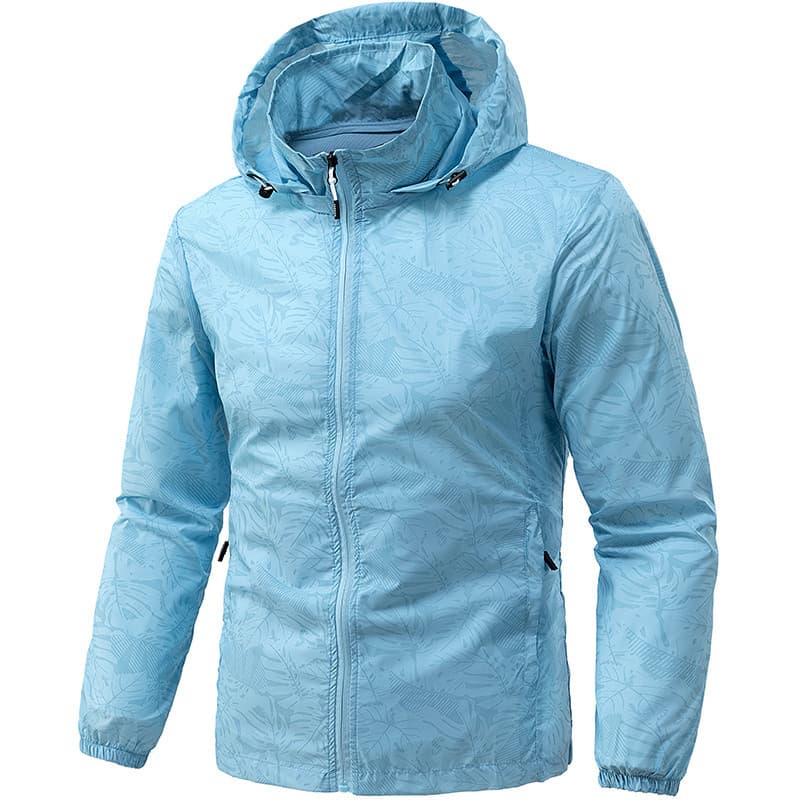 Jaqueta Masculina De Seda Gelada Estampada UPF50 + Protetor Solar Com Cordão E Capuz Leve Para Peixes Ao Ar Livre