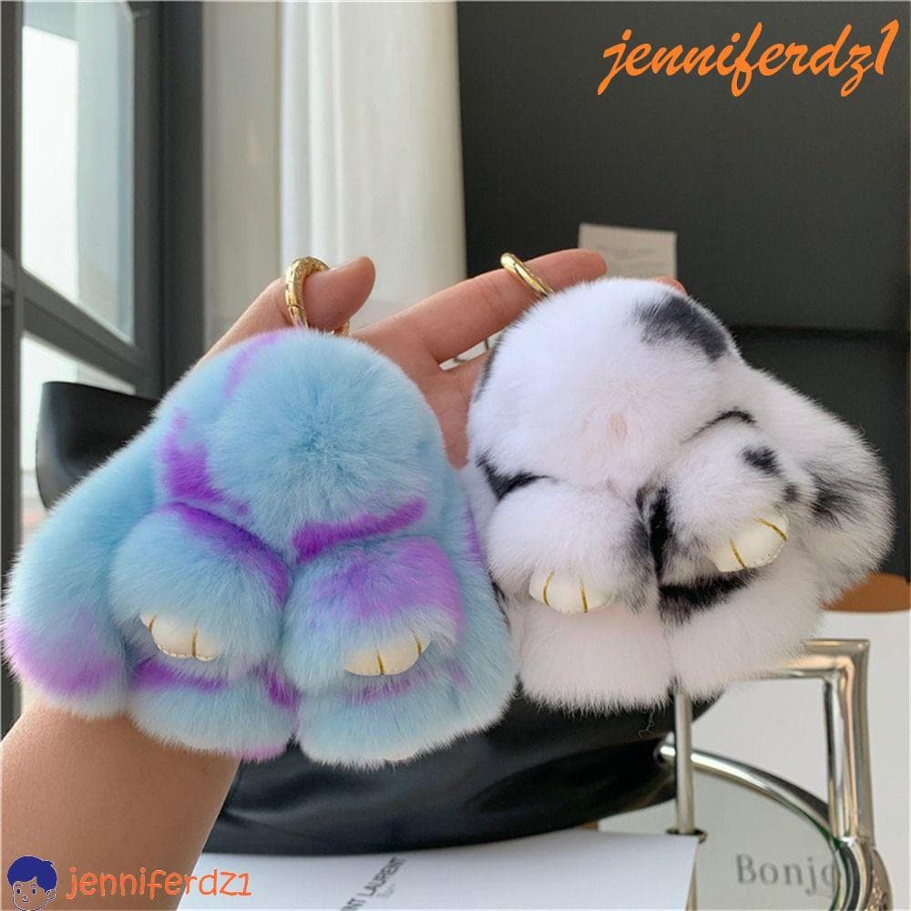 JENNIFERDZ1 Chaveiro De Pele De Coelho , Bolsas Pingente Anel De Liga Ornamento Pendurado