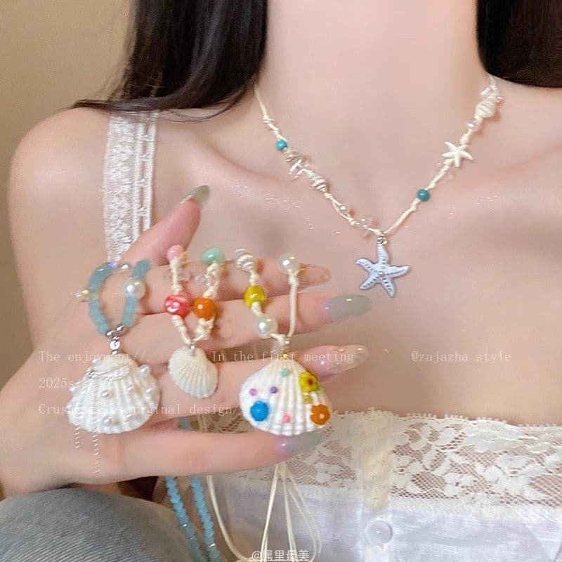 Dopamina Concha Frisada Colar Nicho Design Clavícula Corrente Verão Férias Estilo Acessórios Femininos