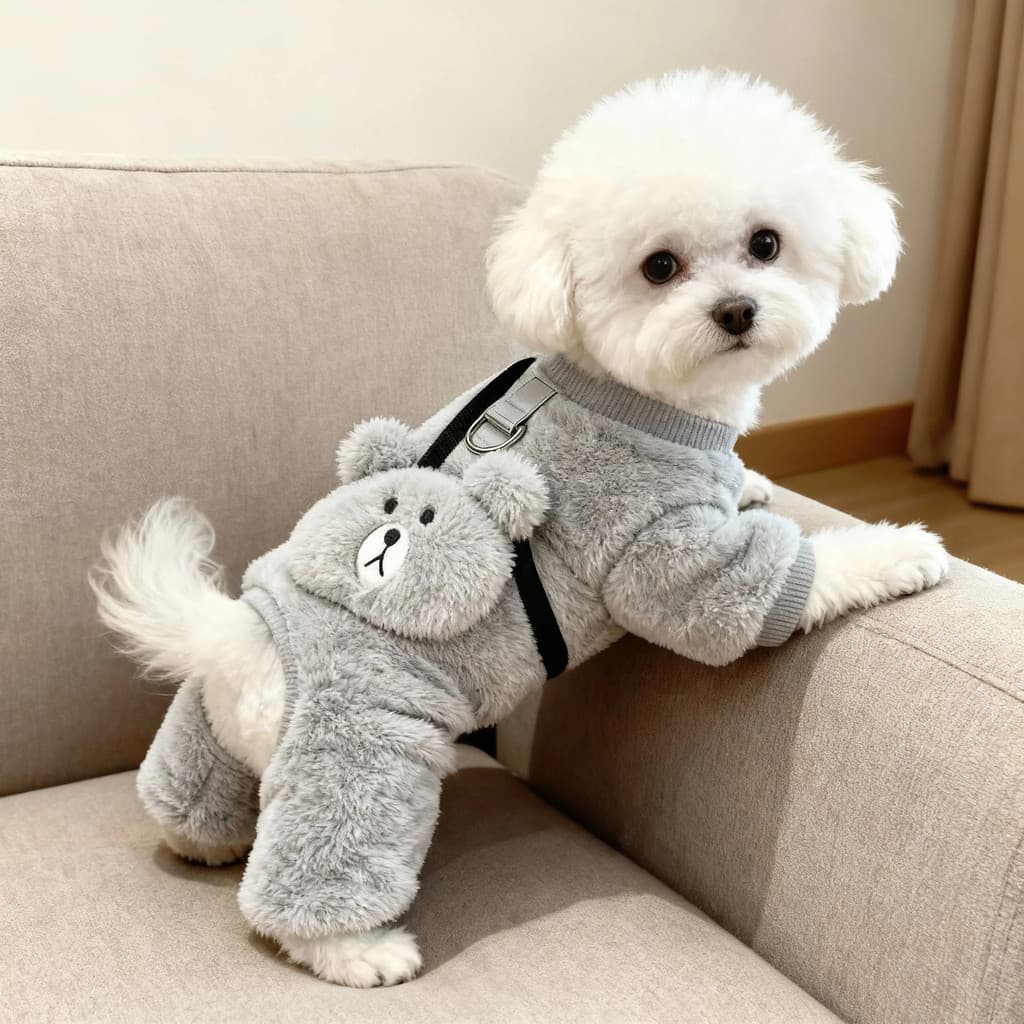 Roupas para cães inverno quente cães pequenos pode tração Pomeranian Bichon Teddy Pet gato roupas de inverno forro de lã