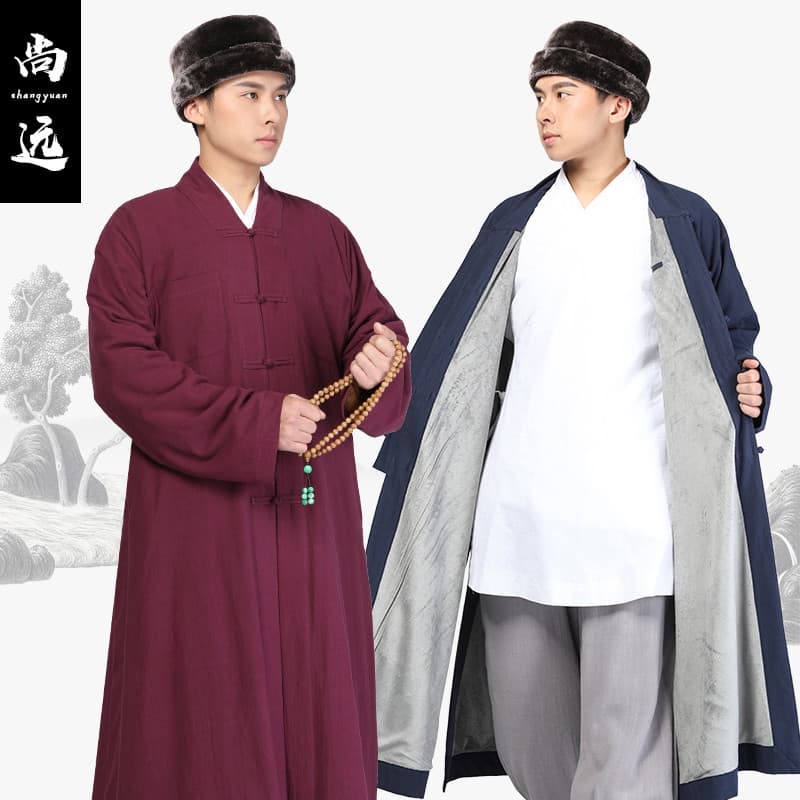 Shangyuan algodão escovado Ga azul jaqueta média inverno monge roupas colete roupas de algodão quente monge roupas dupla