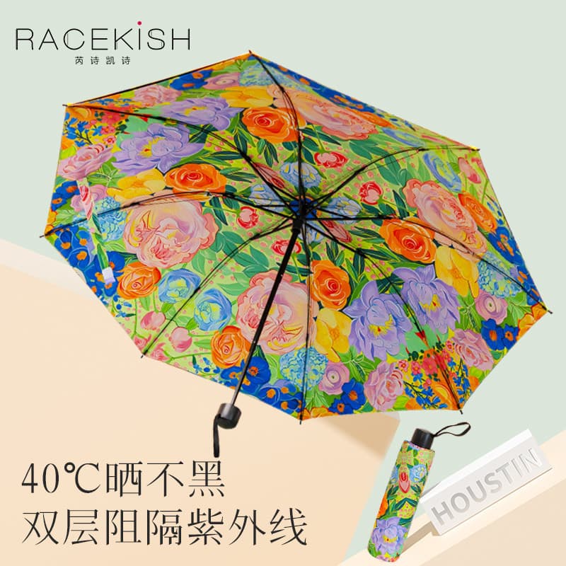 Racekish Racekish Racekish Guarda-sol impresso dupla face criativo uso diário leve pequeno guarda-sol portátil