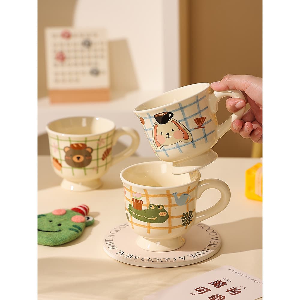 Bonito copo de cerâmica taça caneca escritório copo de água xícara de café japonês copo de café da manhã casal boni
