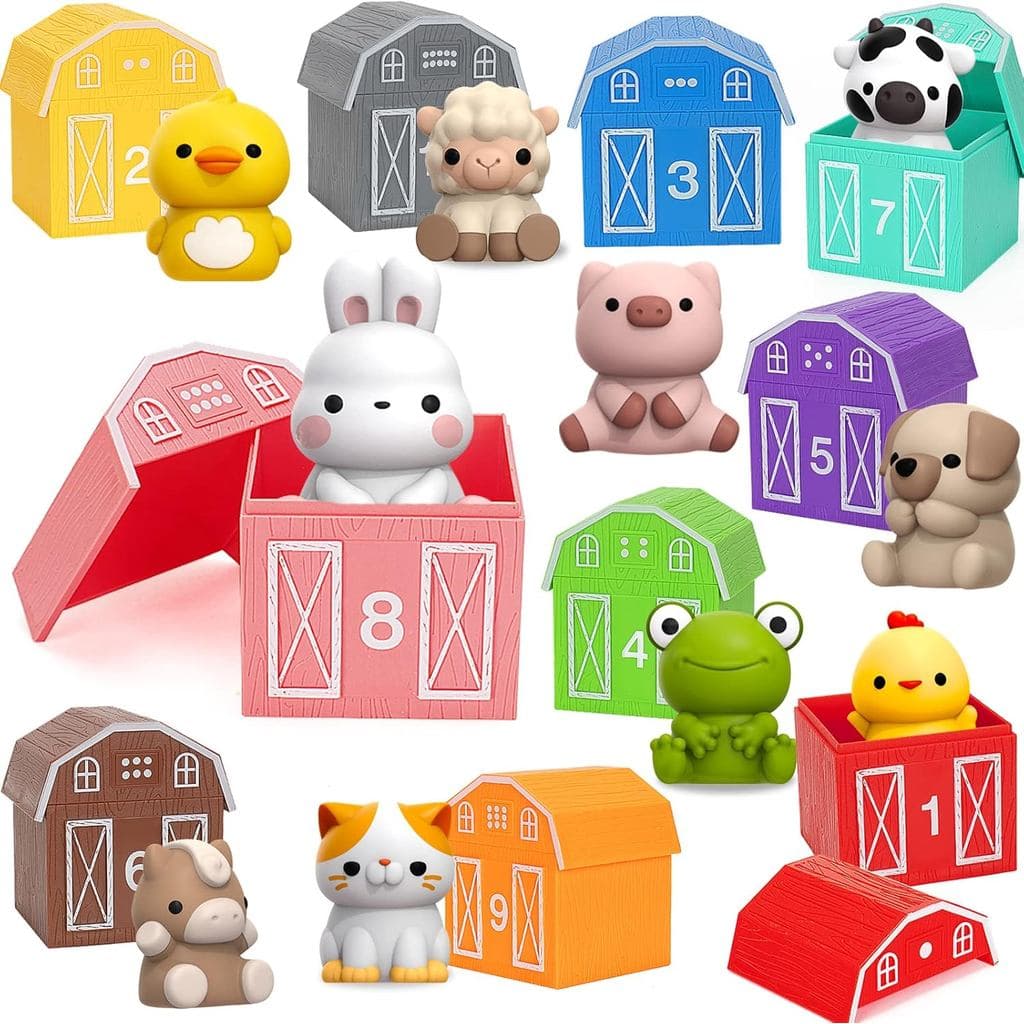 Brinquedos educativos para crianças de 1, 2 e 3 anos, conjunto de 20 peças de brinquedos de animais de fazenda para jogo