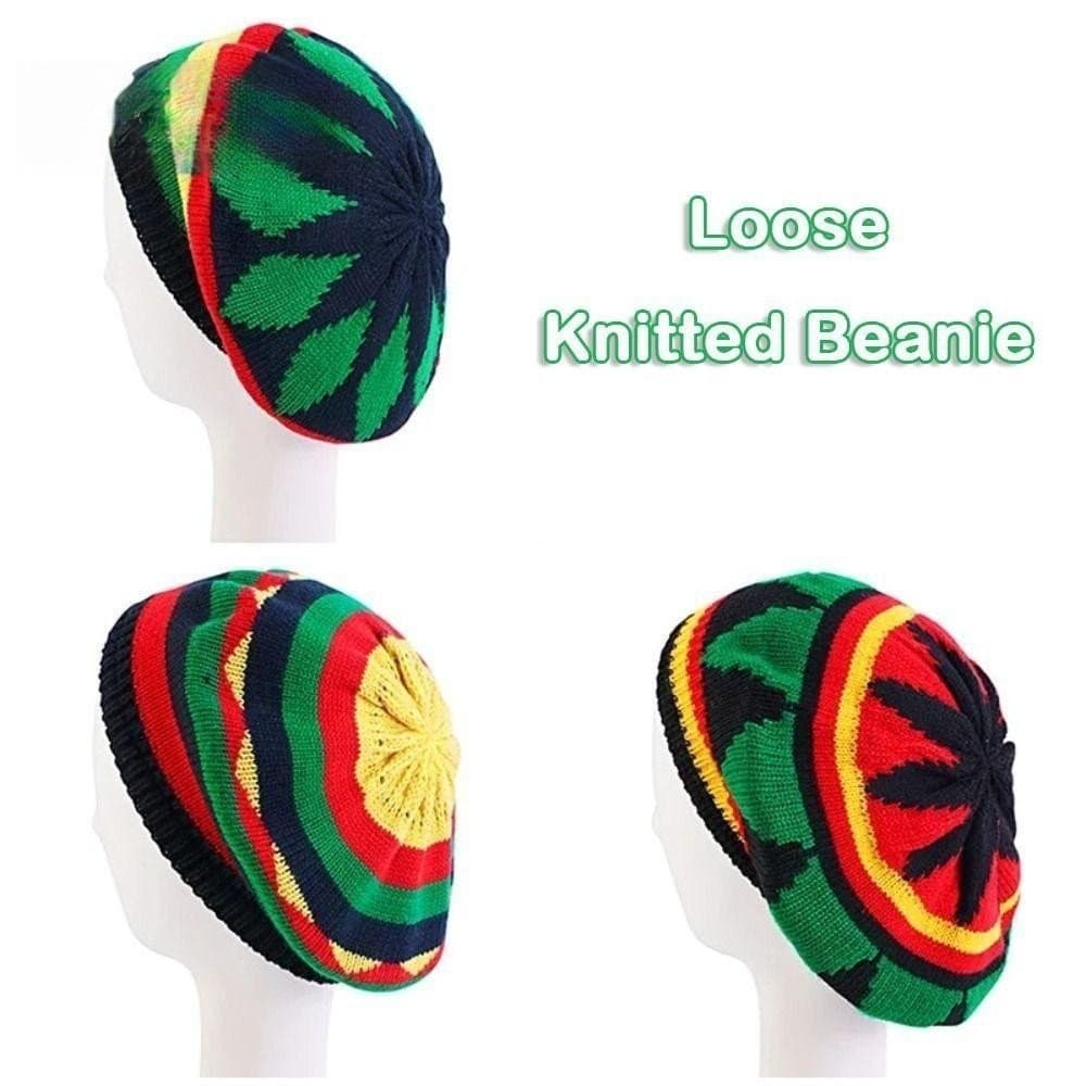 Gorro De Malha Solto , Chapéu Arco-Íris Reggae Jamaicano De Lã , Boné De Boina Quente E Macio