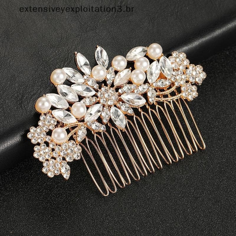 EP-Fashion Pente de Cabelo para Noivas com Strass e Pérolas, Acessórios de Cabelo para Homens e Mulheres, Joias de Crist