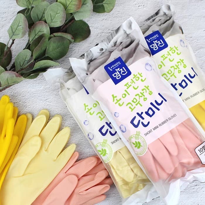 Coreia importada Mingjin luvas de borracha luvas de trabalho doméstico luvas de cozinha curto de trabalho doméstic