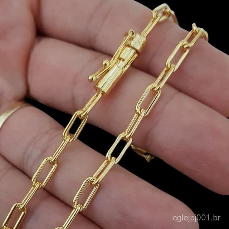 Corrente Cordão Cartie  Fecho Gaveta Masculino Banhado a Ouro 18K 60cm em Aço Inoxidável