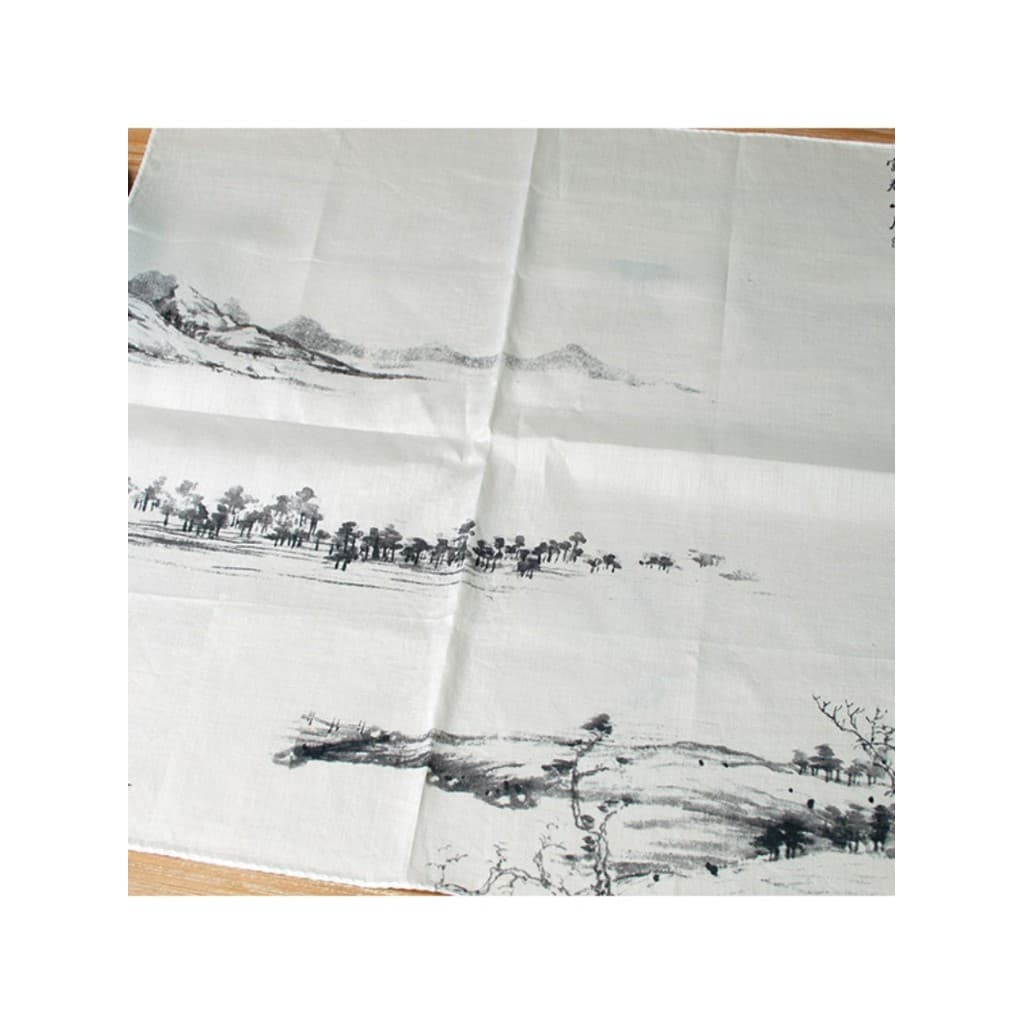 [Kupa] Lenço derivado de arte criativa Cultural Fuchun Mountain Residence Lenço absorvente de suor de algodão puro Artes