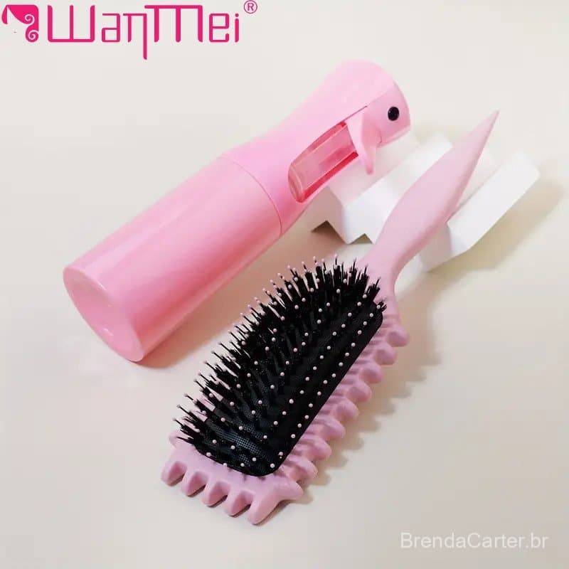 WANMEI Conjunto De Escova De Estilo De Cabelo , 2 Peças , Ondulação De Cerdas , Frasco De Spray Adequado Para Todos Os T