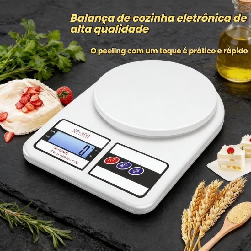 Multiuso Balança Culinária Digital com Tara, faixa de 1g a 10kg para bolos