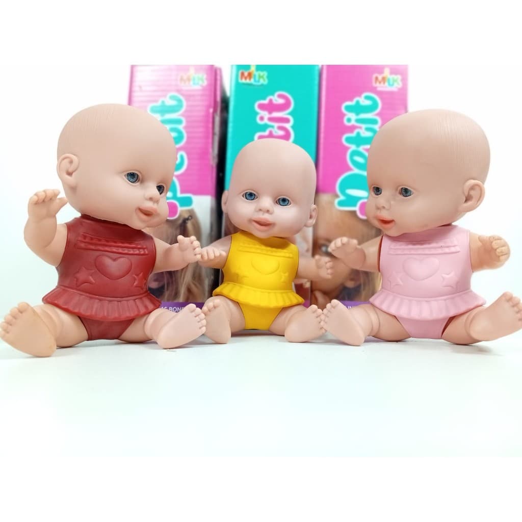 Boneca Bebe Petit Vinil Colorida Brinquedo Infantil Colecao