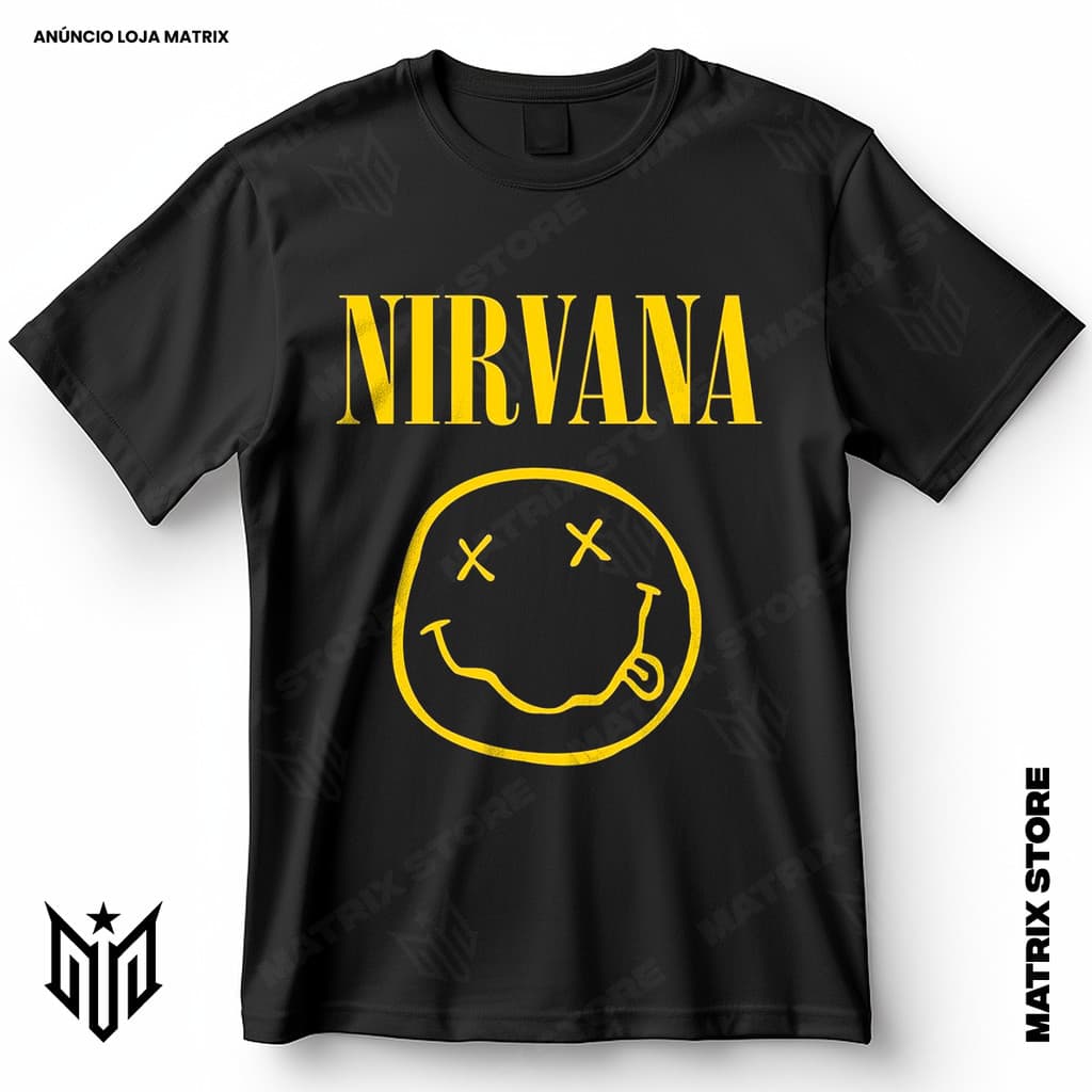 Camisa Nirvana Blusa Camiseta de Rock 100% Algodão