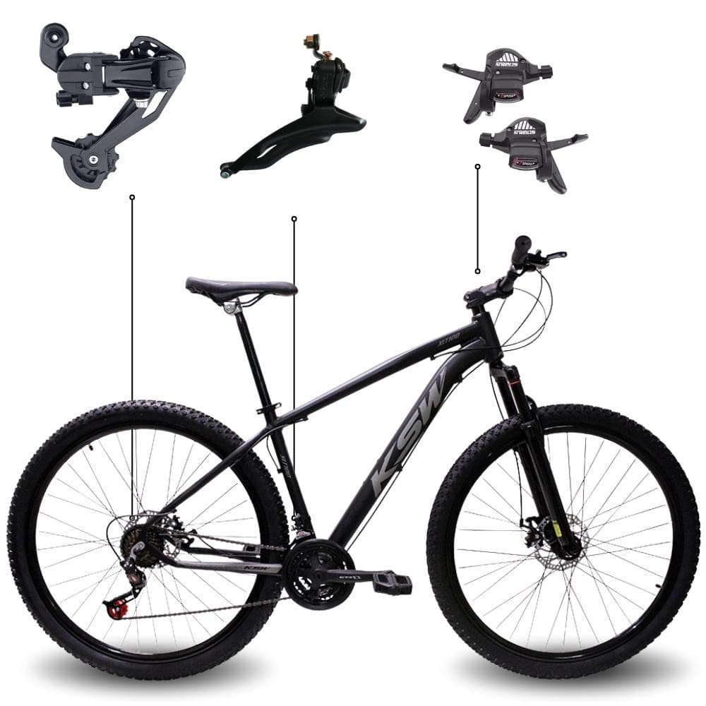 Bicicleta Aro 29 KSW XLT 21 Marchas Quadro Alumínio Cabeamento Interno Freio Hidráulico MTB