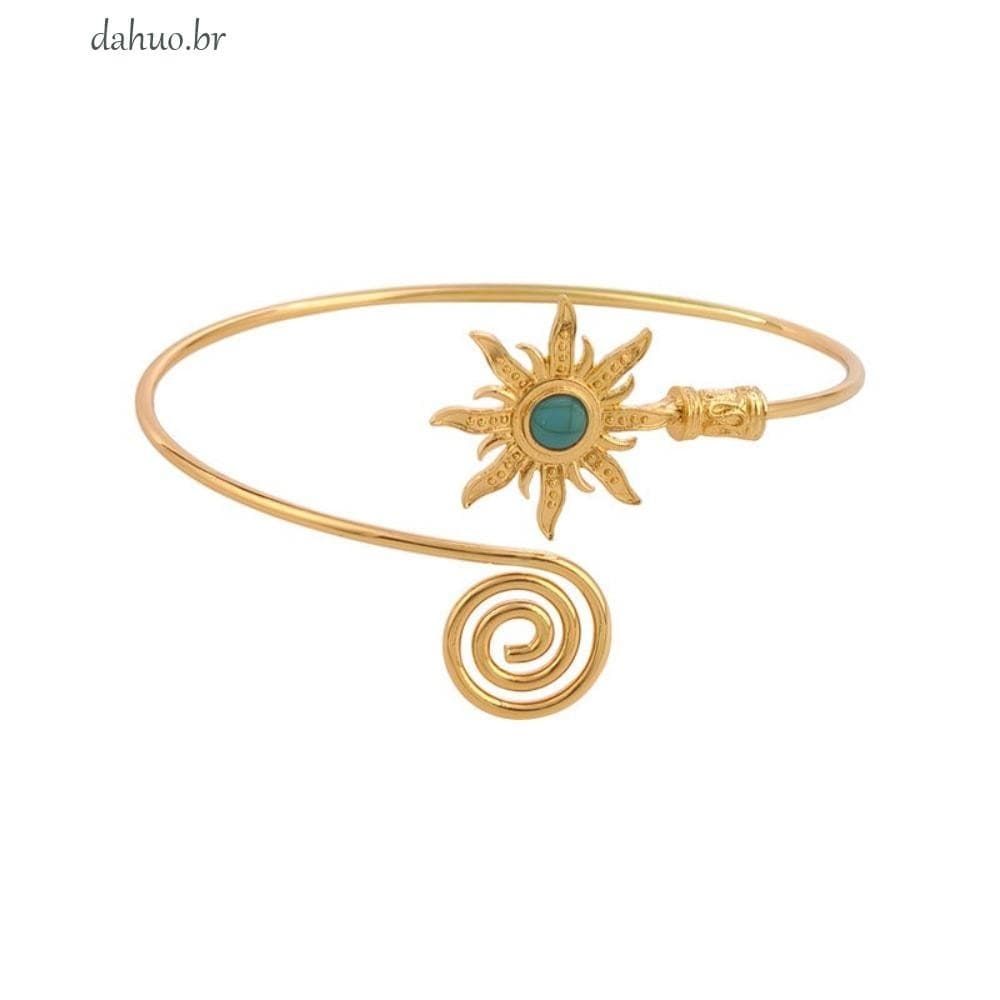 Punho De Braço DAHUO , Pulseira De Liga De Sol Para Mulheres , Acessório De Pulso Boêmia Linha Torcida Turquesa