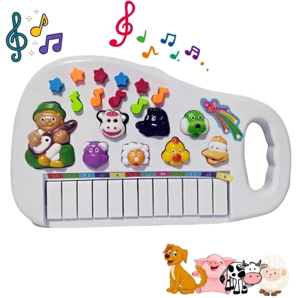 Teclado Musical Fazendinha Infantil Com Sons Presente Natal Envio Relampago