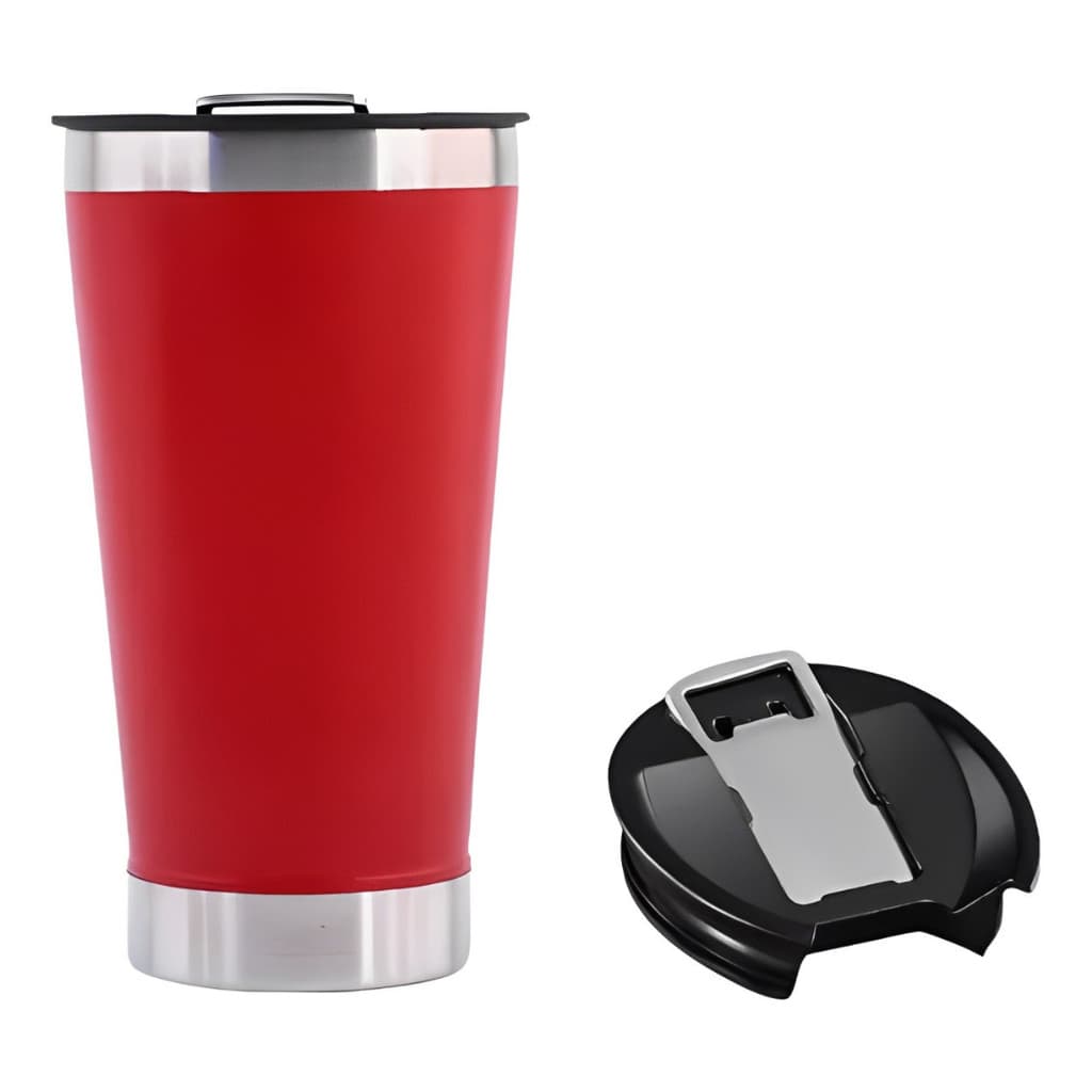 Personalizado - Copo Térmico Inox com TAMPA e ABRIDOR (473 ml) - Vermelho