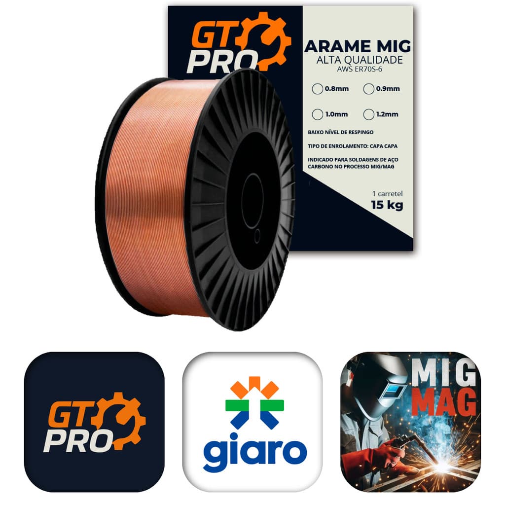 Arame de Solda MIG GT PRO - 15kg ER70S-6 Soldagem de Aço Carbono Profissional de Alta Qualidade