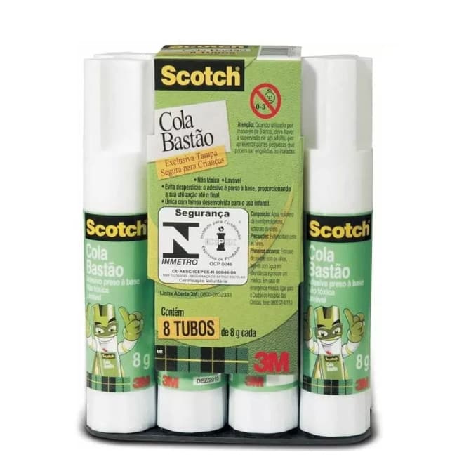 Cola Em Bastao Scotch 8 gramas Com 8 Tubos 3m