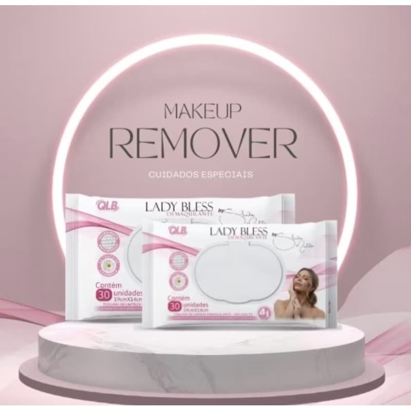 Lenços Demaquilante Lady Bless - Kit com 2 pacotes com 30 toalhinhas (cada) - Tampa Flip Top