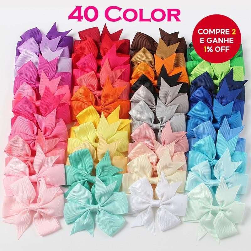 Conjunto De 40 Laços De Cabelo Em Gorgurão Colorido De 3'' Com Clipes Para Meninas, Grinaldas E Acessórios infantis