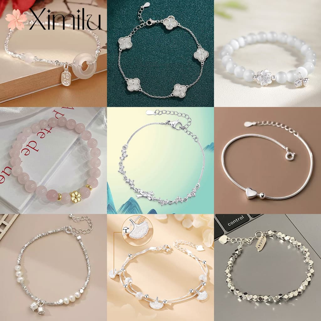❤ Original 58 estilo série pulseira jóias trevo de quatro folhas amor coração pulseira diamante borboleta pulseira femin