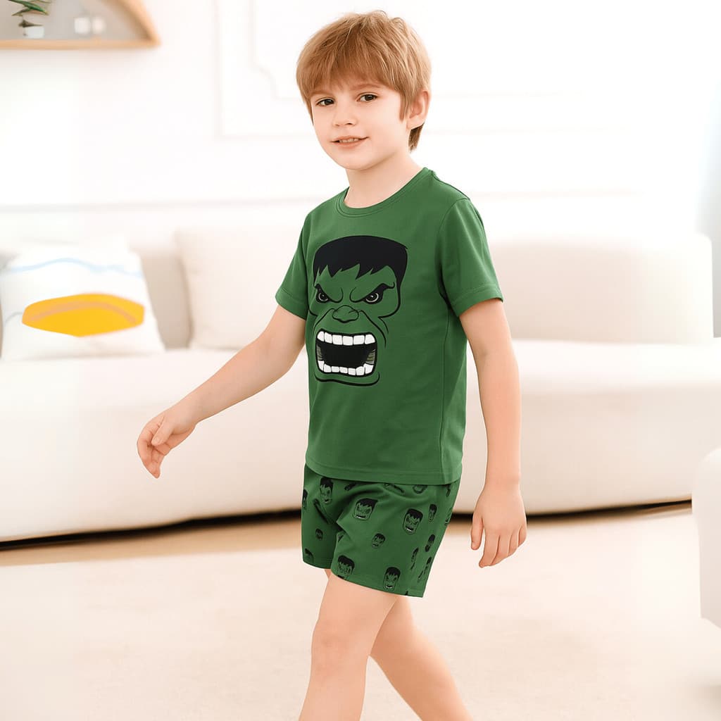 Pijama Infantil Menino Manga curta e short Heroi Roupa de criança dormir