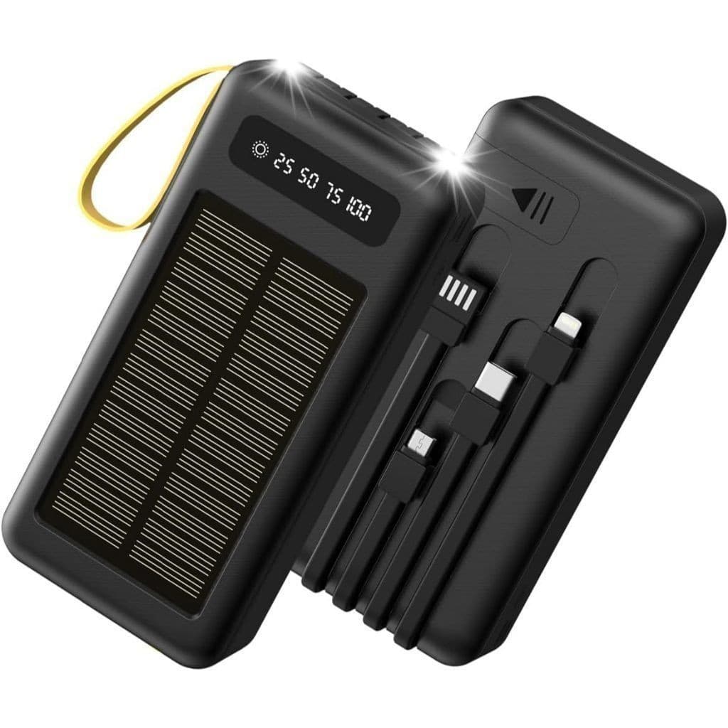 Carregador Portátil Power Bank Solar 20.000mah Com cabos 5 Em1 LED lanterna